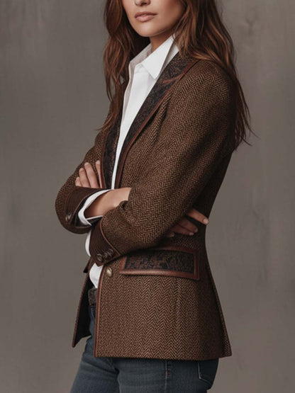Gisèle | Blazer Elegante con Inserti Stampati a Chevron