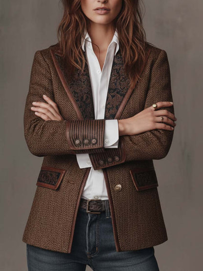 Gisèle | Blazer Elegante con Inserti Stampati a Chevron