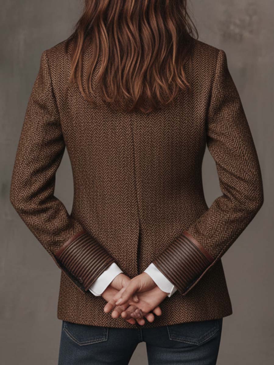 Gisèle | Blazer Elegante con Inserti Stampati a Chevron