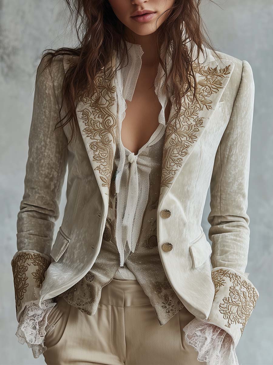 Constance | Elegante blazer sartoriale avorio ricamato