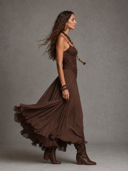 Olivia | Abito lungo a corsetto in pizzo da donna