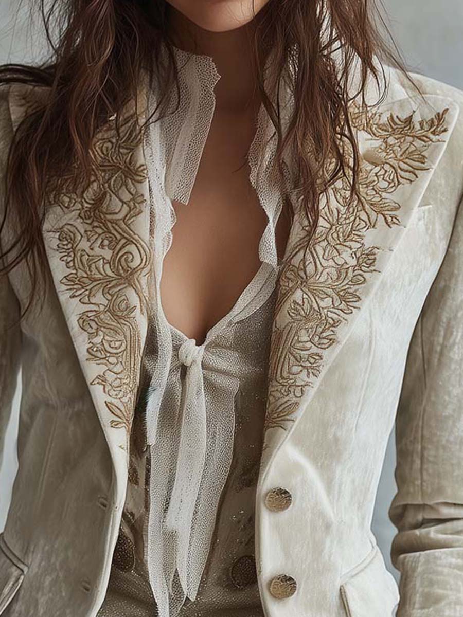Constance | Elegante blazer sartoriale avorio ricamato