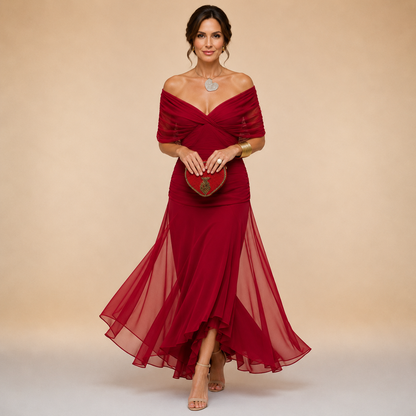 Emma | Abito maxi drappeggiato, scollo a V