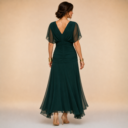 Emma | Abito maxi drappeggiato, scollo a V
