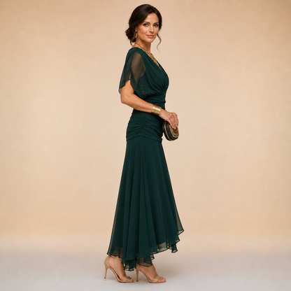 Emma | Abito maxi drappeggiato, scollo a V