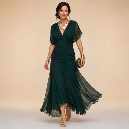 Emma | Abito maxi drappeggiato, scollo a V