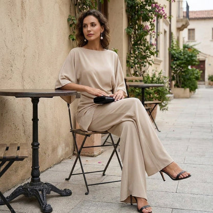 Gabriella | Completo con Blusa Drappeggiata e Pantalone Ampio