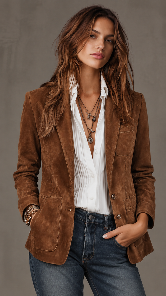 Marcelle | Blazer Vintage Marrone Elegante – Stile Intramontabile Onesabrina