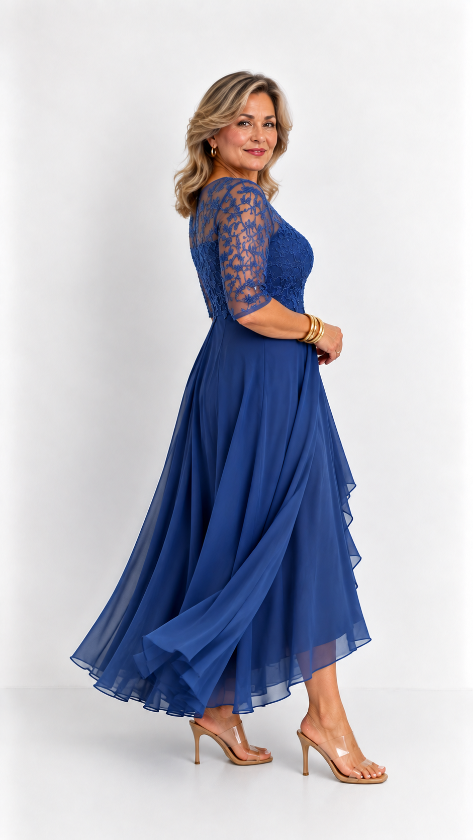 RHONDA | Abito elegante in pizzo - Blu royal