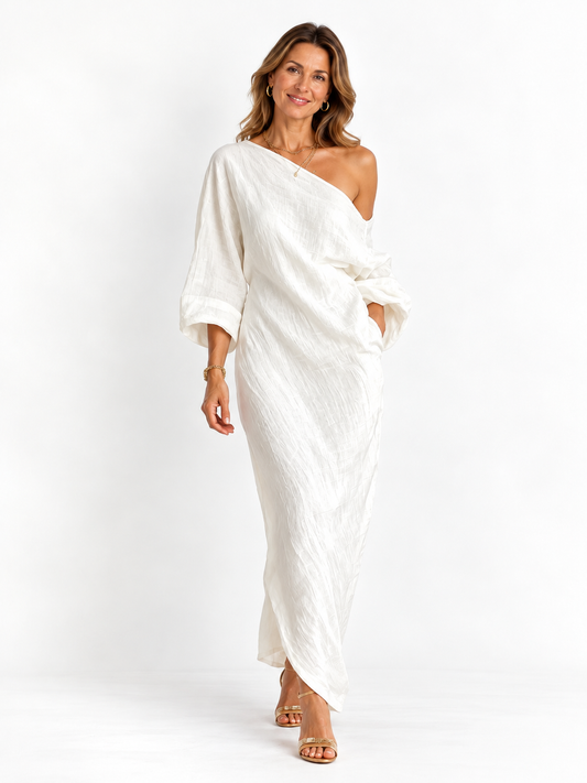 Nerina • Abito maxi elegante e fluido con spalla unica
