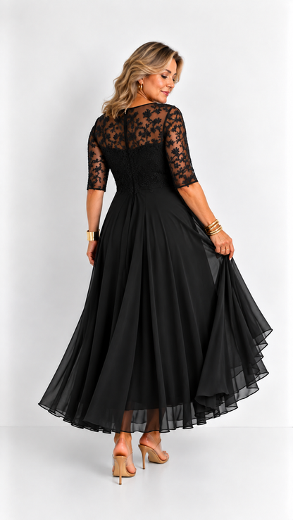 RHONDA | Abito elegante in pizzo - Nero