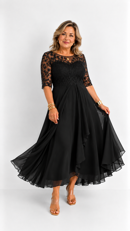 RHONDA | Abito elegante in pizzo - Nero