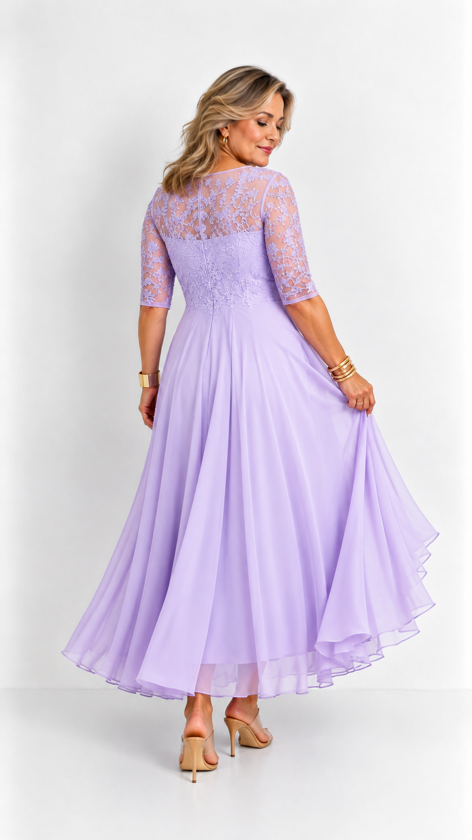 RHONDA | Abito elegante in pizzo - Lavanda