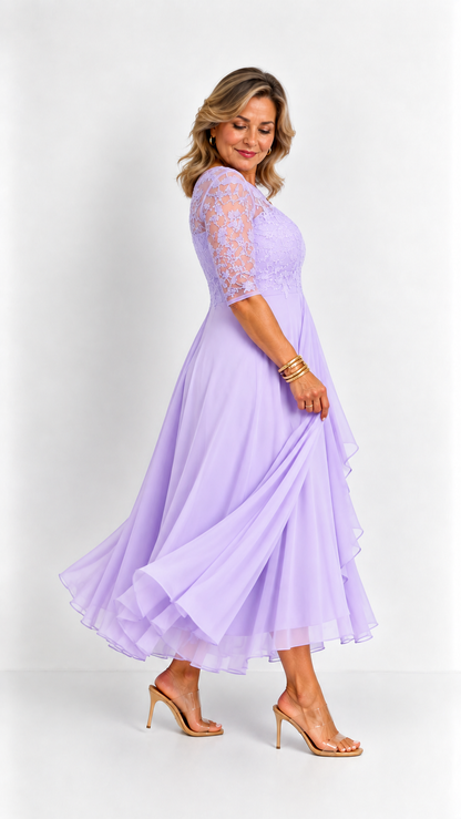 RHONDA | Abito elegante in pizzo - Lavanda