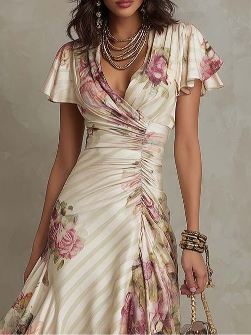 Alba | Abito midi in satin floreale