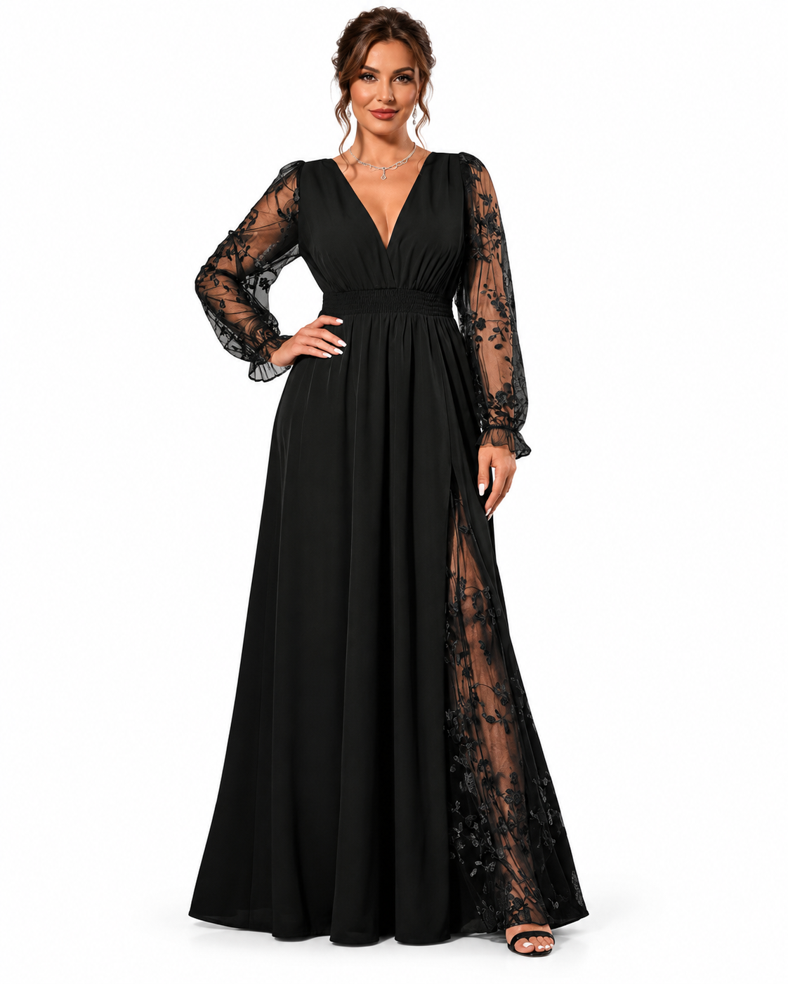 Abito Celeste – Eleganza Romantica con Pizzo