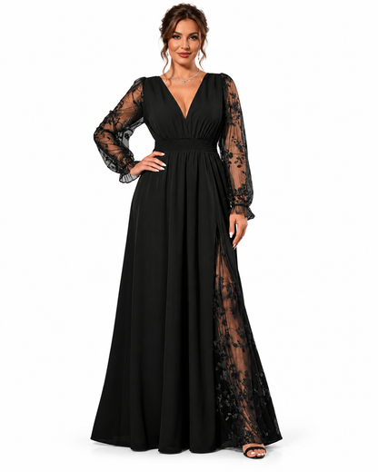 Abito Celeste – Eleganza Romantica con Pizzo