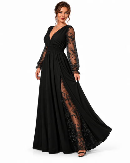 Abito Celeste – Eleganza Romantica con Pizzo