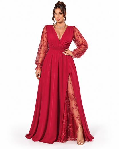 Abito Celeste – Eleganza Romantica con Pizzo