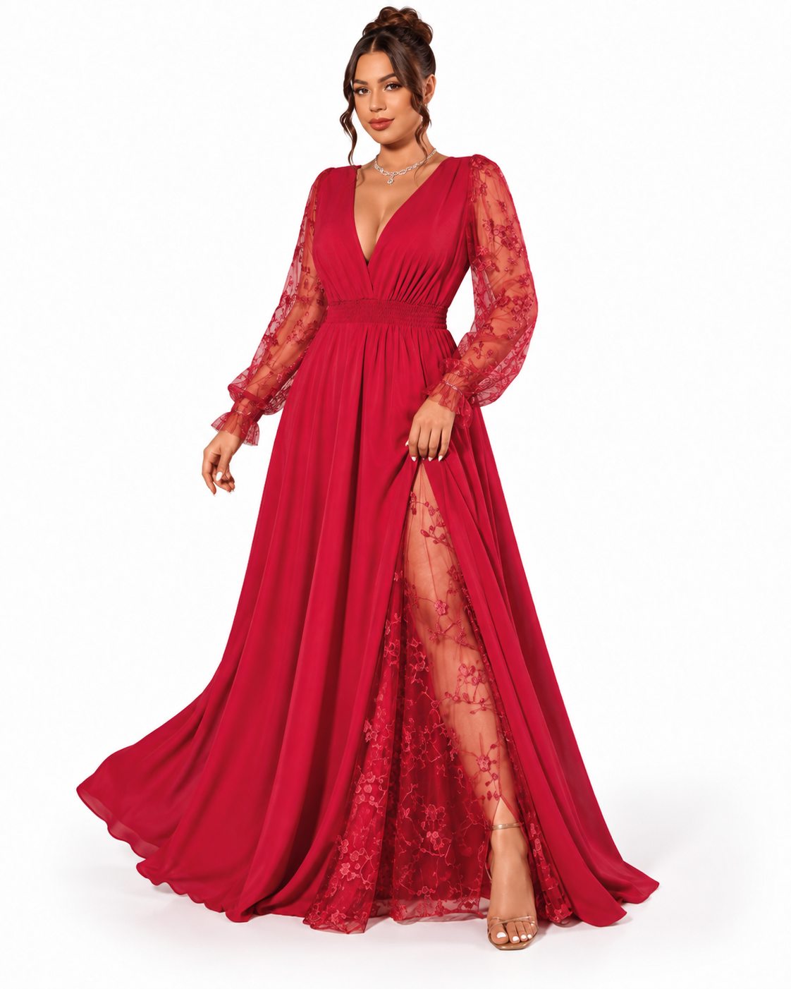 Abito Celeste – Eleganza Romantica con Pizzo