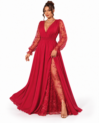 Abito Celeste – Eleganza Romantica con Pizzo