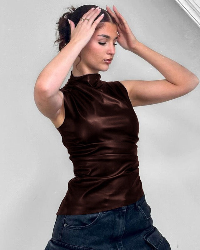 LINA | Top in pelle pregiata
