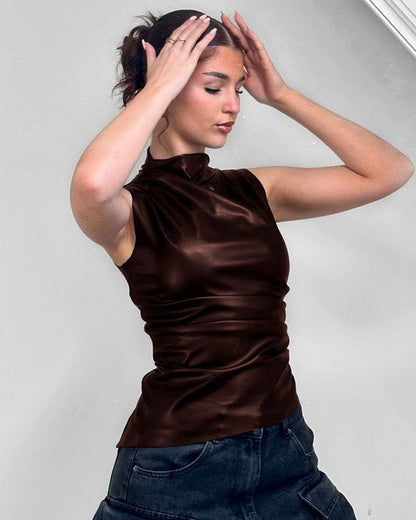 LINA | Top in pelle pregiata