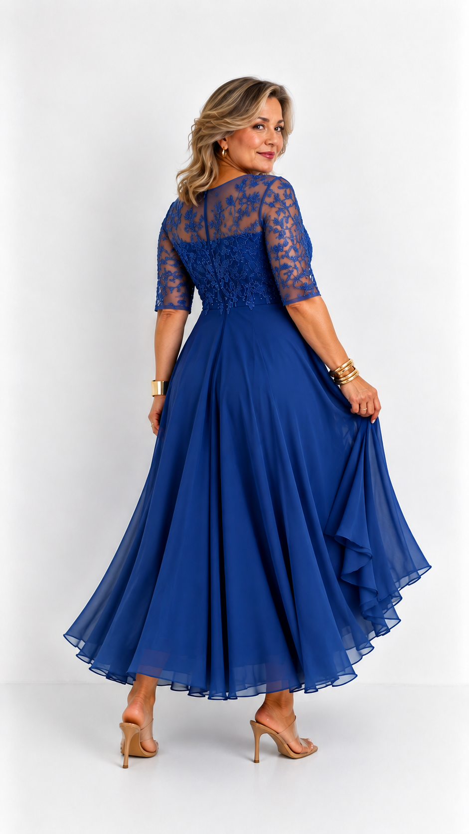 RHONDA | Abito elegante in pizzo - Blu royal