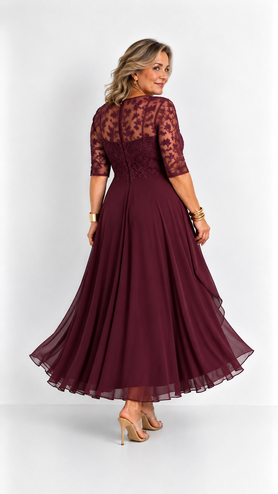 RHONDA | Abito elegante in pizzo - Rosso intenso