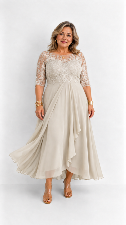RHONDA | Abito elegante in pizzo - Beige