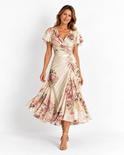 Alba | Abito midi in satin floreale