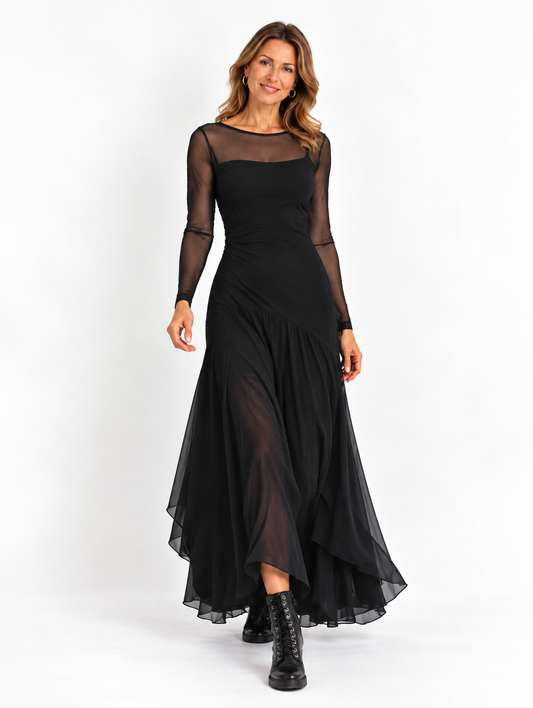 Neroa • Abito maxi a vestibilità ampia in tulle nero