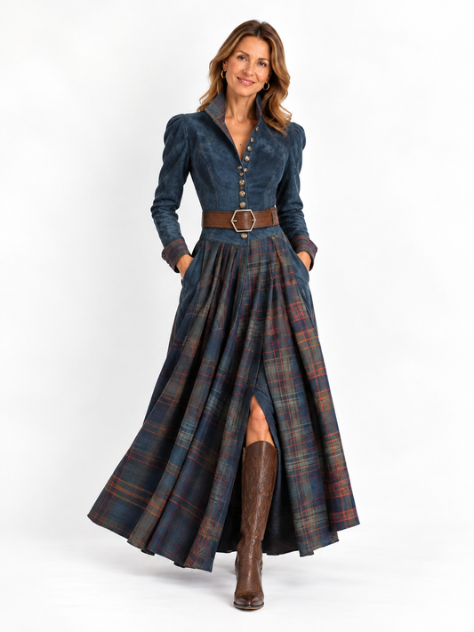 Edurne ║ Maxi Abito in Camoscio Blu