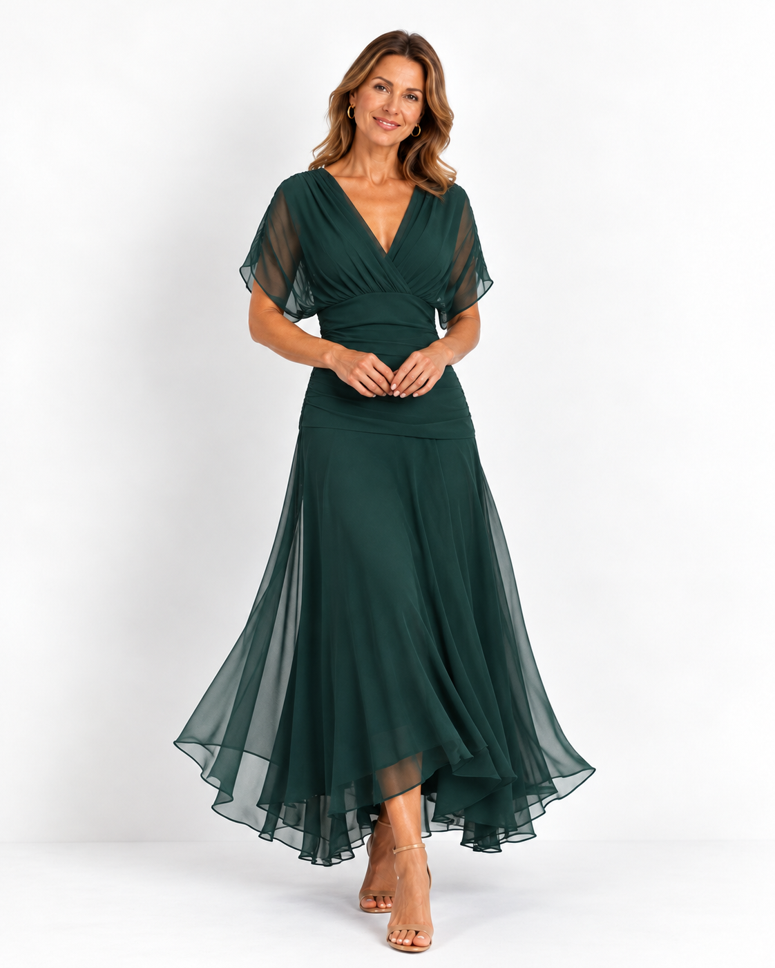 Emma | Abito maxi drappeggiato, scollo a V