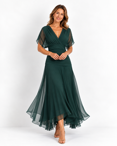 Emma | Abito maxi drappeggiato, scollo a V