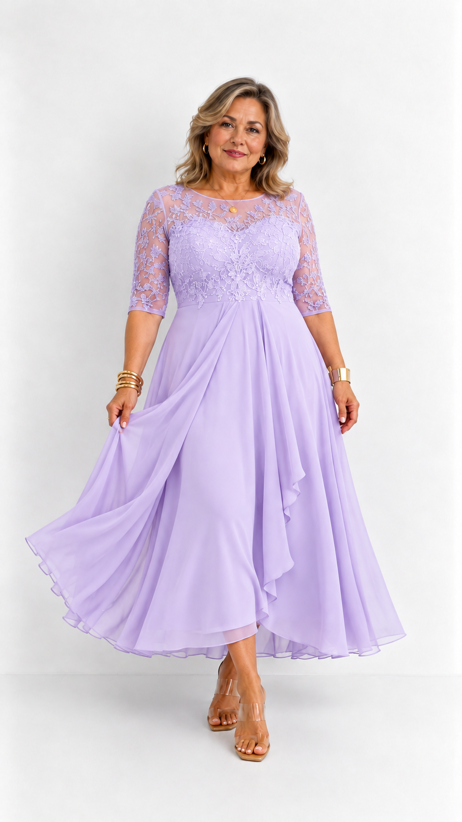 RHONDA | Abito elegante in pizzo - Lavanda