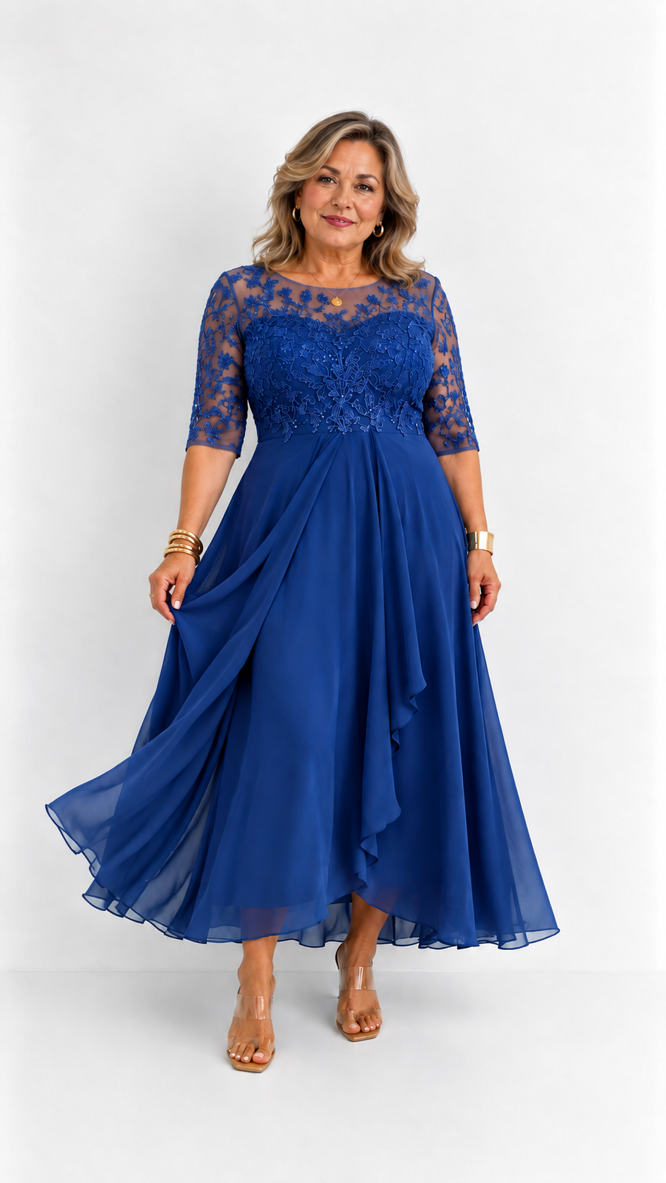 RHONDA | Abito elegante in pizzo - Blu royal