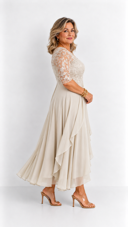 RHONDA | Abito elegante in pizzo - Beige