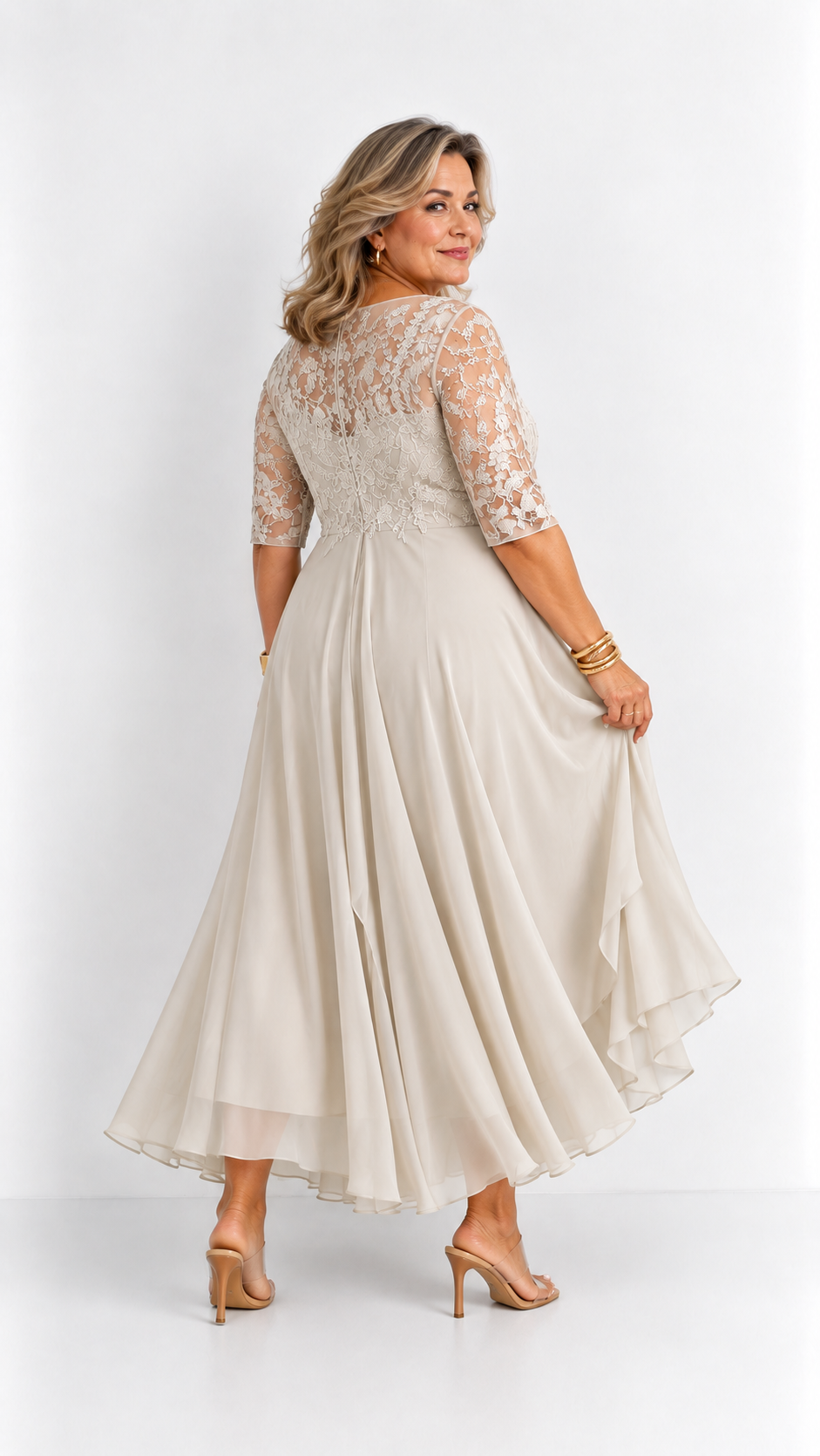 RHONDA | Abito elegante in pizzo - Beige