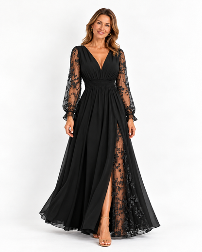 Abito Celeste – Eleganza Romantica con Pizzo