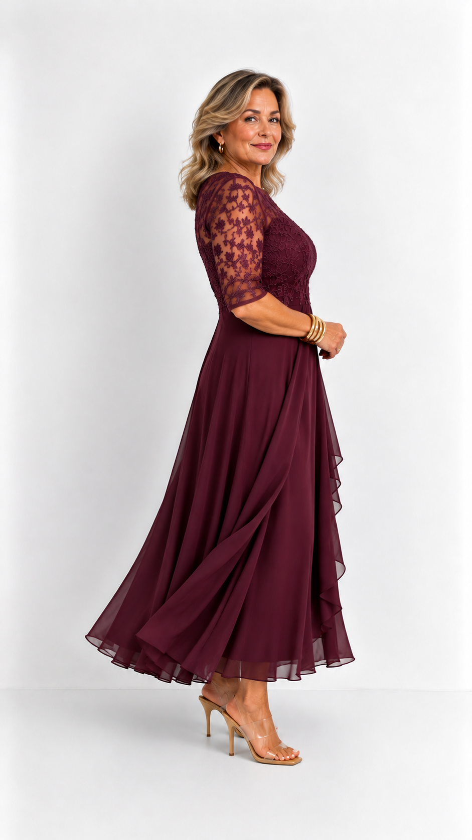 RHONDA | Abito elegante in pizzo - Rosso intenso