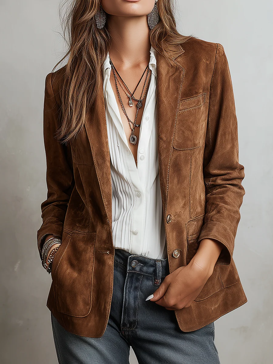 Marcelle | Blazer Vintage Marrone Elegante – Stile Intramontabile Onesabrina