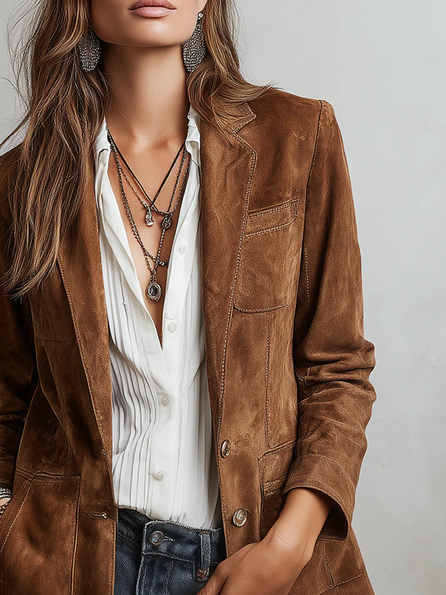 Marcelle | Blazer Vintage Marrone Elegante – Stile Intramontabile Onesabrina