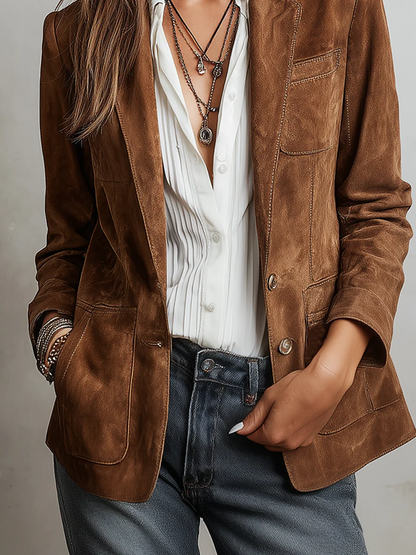 Marcelle | Blazer Vintage Marrone Elegante – Stile Intramontabile Onesabrina