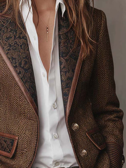 Gisèle | Blazer Elegante con Inserti Stampati a Chevron