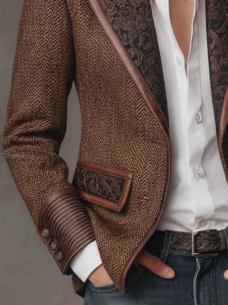 Gisèle | Blazer Elegante con Inserti Stampati a Chevron