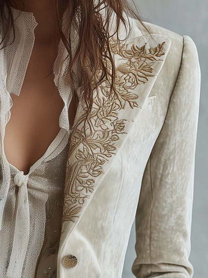 Constance | Elegante blazer sartoriale avorio ricamato