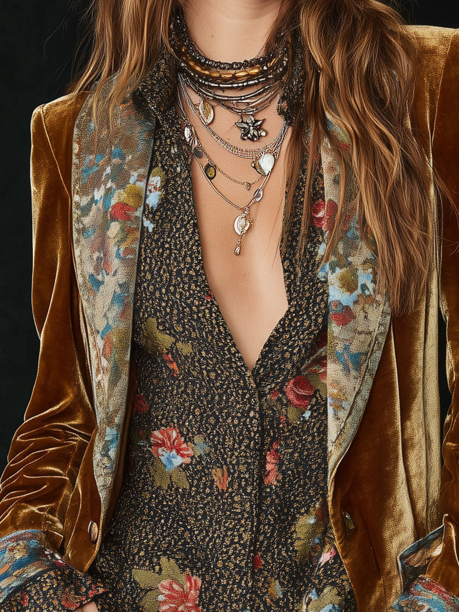 Marcelline | Blazer vintage con stampa floreale patchwork