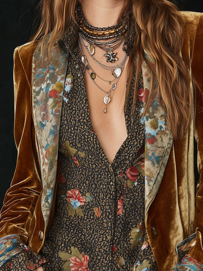 Marcelline | Blazer vintage con stampa floreale patchwork