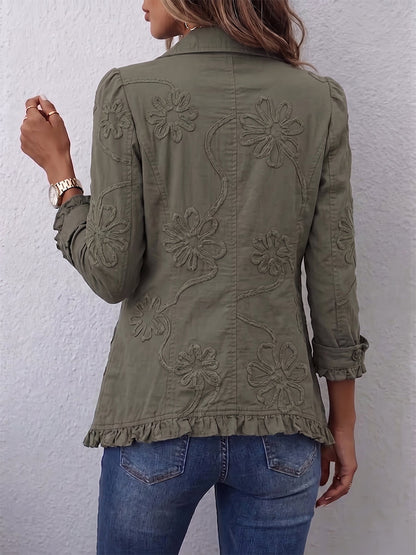 Faustine | Giacca Utility Boho con Ricami Floreali
